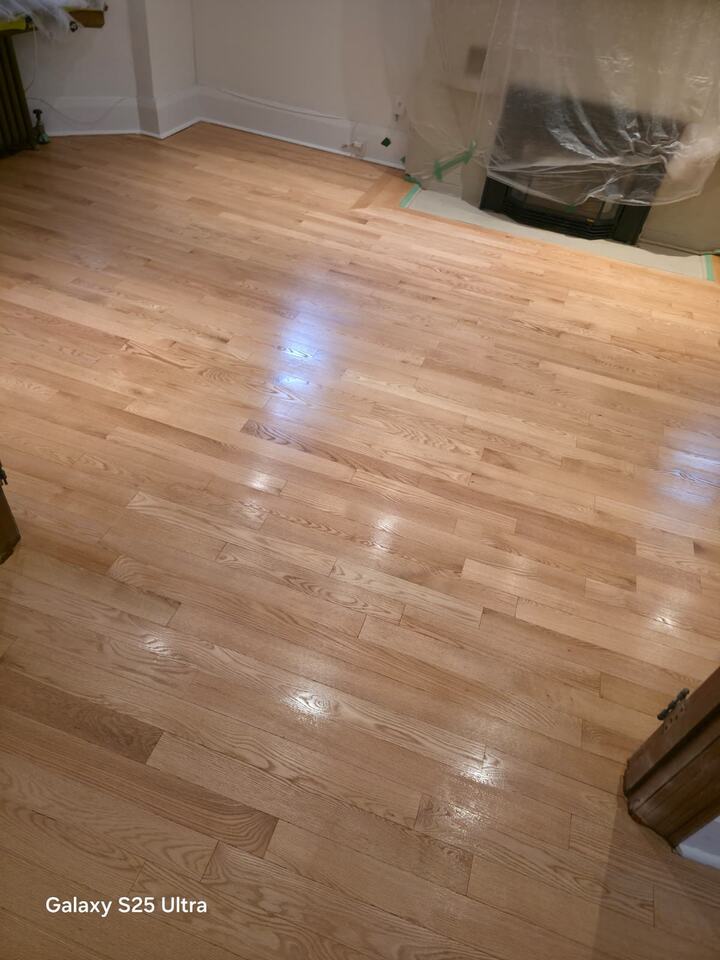 Refinished hardwood Stairs with painted white risers in Fairfax, Virigina home