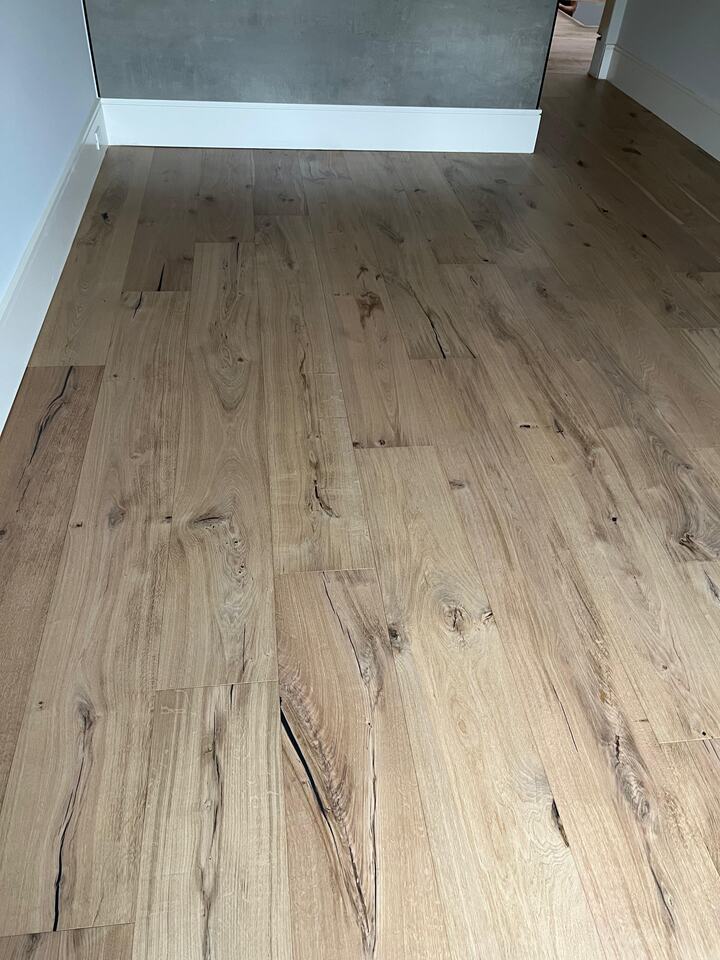 Herringbone hardwood floor refinished with 7 inch boards in Washington, DC